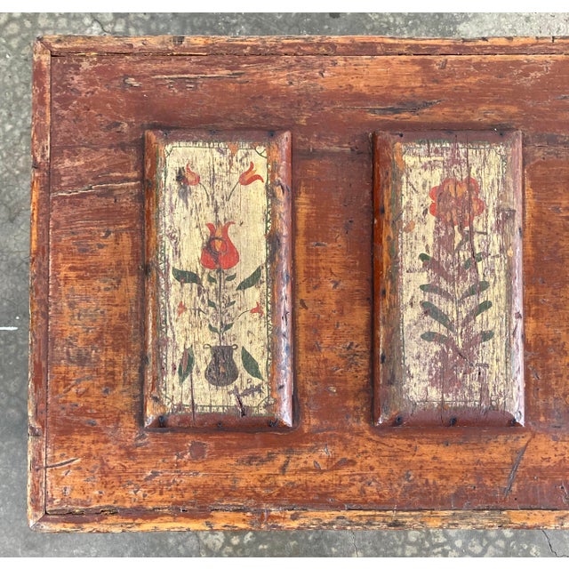 Antique Hand-Painted Wood Trunk Tool Chest For Sale - Image 9 of 12
