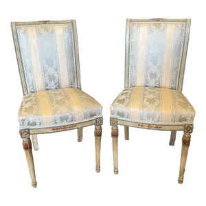 French Neoclassical Painted Louis XVI Side Chairs -A Pair