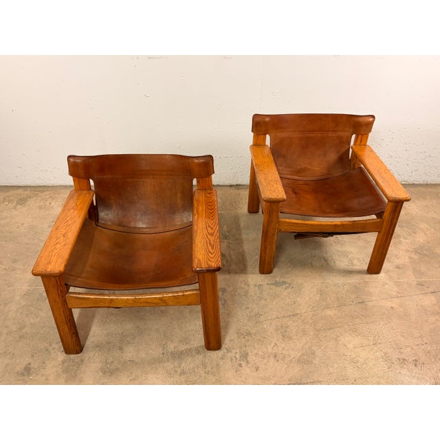 Ikea Natura Armchairs in Pine Wood and Leather by Karin Mobring for Ikea, 1970s, Set of 2 For Sale - Image 4 of 7