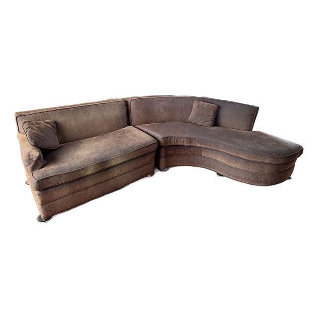 Mid Century Modern Serpentine 2 Piece Sectional Sofa For Sale