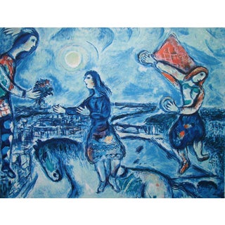 After Marc Chagall, Lovers Over Paris, 1985, Limited Edition Lithograph For Sale