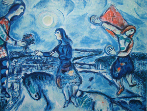 After Marc Chagall, Lovers Over Paris, 1985, Limited Edition Lithograph