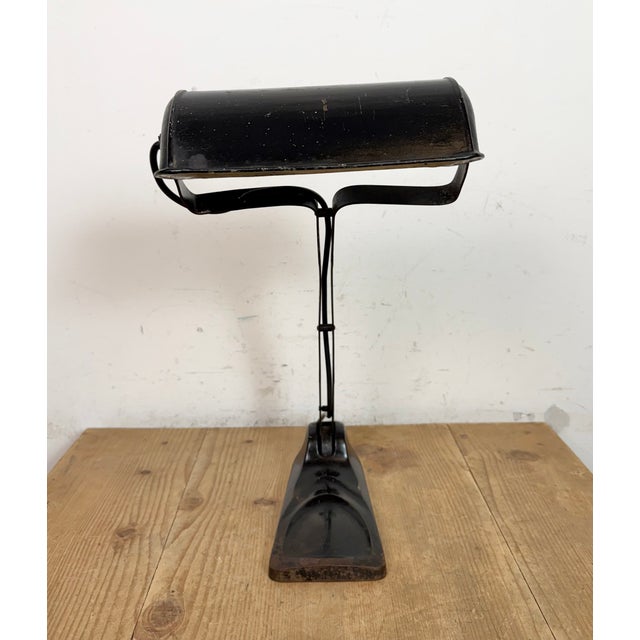 Metal Vintage German Black Bank Lamp, 1930s For Sale - Image 7 of 17