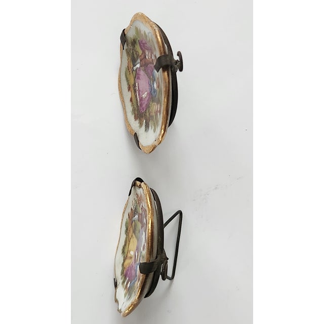 Lavender Antique Victorian Miniature Porcelain Plates & Matching Tray – Romantic Pastoral Scenes, Gilt Rococo Decor, C. 1900 (Set of 3) For Sale - Image 8 of 17