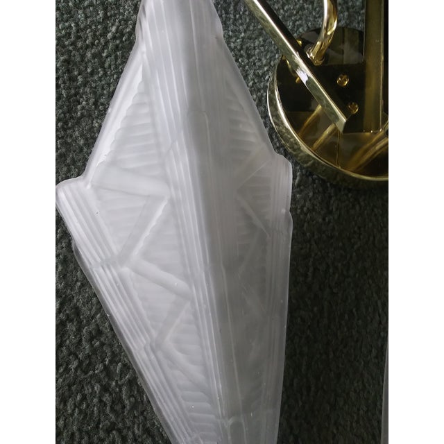 Art Deco Style Brass & Frosted Glass Slip Shade Wall Sconce Chairish