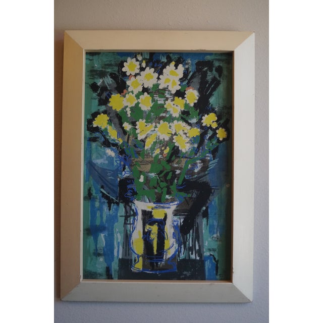 A vintage Guy Maccoy serigraph on board, depicting a modern, bold still life. This piece is framed in its original frame...