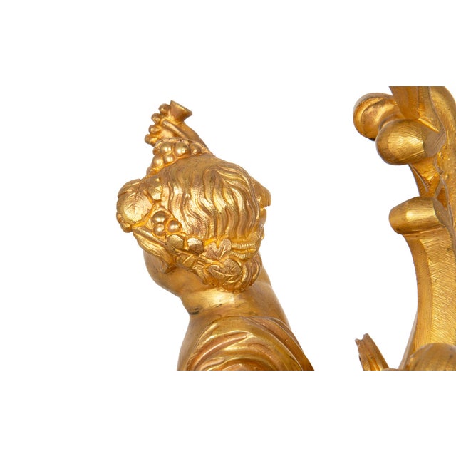 Antique Gilt Bronze Fireplace Fender With Chenets by Bouhon, Paris For Sale - Image 13 of 18
