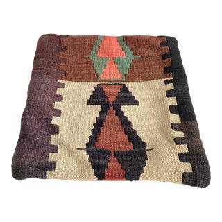 Vintage Kilim Rug Pillow Cushion Cover Moroccan Style Aztec Print Textile For Sale