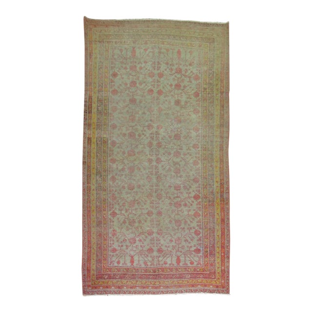 Worn Antique Gallery Khotan Rug, 6'4'' X 12'10'' For Sale