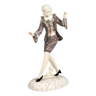Art Deco Clotilde Von Derp Dancer attributed to Lorenzl for Goldscheider, Vienna, 1928 For Sale