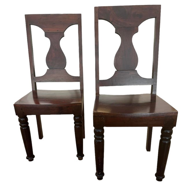 1970s Natural Wood Splat Back Dining Side Chairs- Set of 2 | Chairish