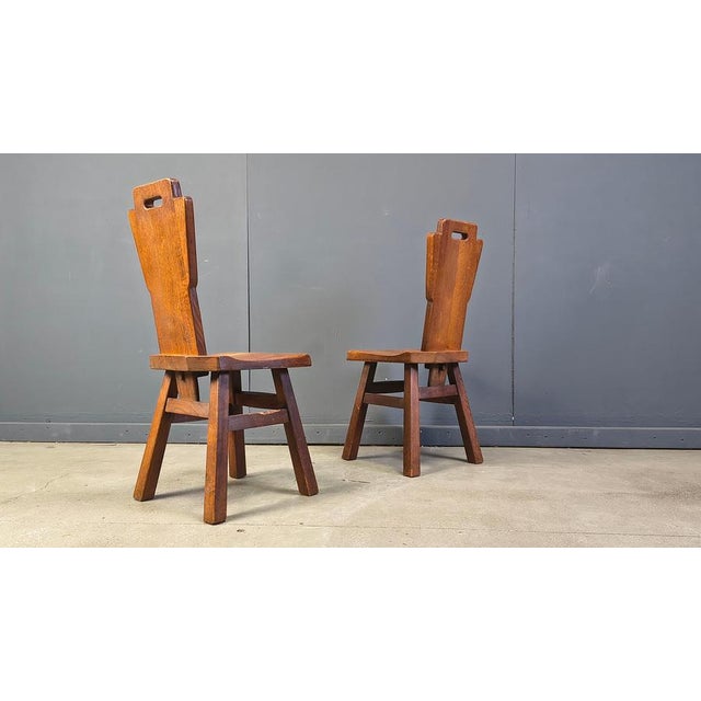 Vintage Oak Brutalist Chairs, 1970s, Set of 6 For Sale - Image 10 of 12