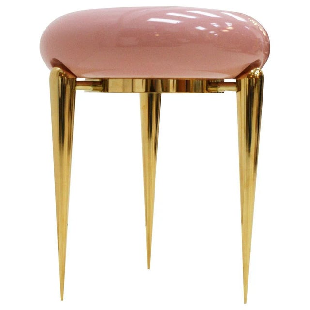 German Pink Lacquered and Brass Coffee Table For Sale - Image 9 of 9