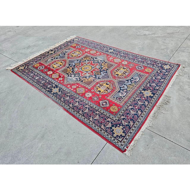 Antique Hand-Knotted Kazak Woolen Rug, 1890s For Sale - Image 4 of 11