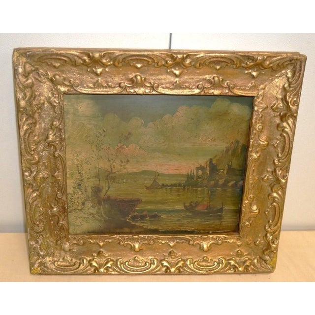 River Landscape, 1800s, Oil Painting on Copper, Framed For Sale - Image 11 of 15
