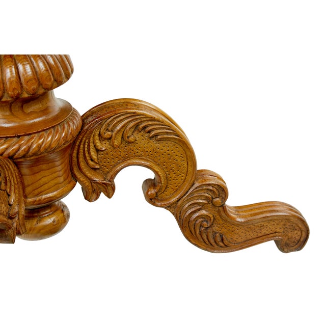 Late 19th Century Hand-Carved and Inlaid Elm Side Table, 1870s For Sale - Image 5 of 10