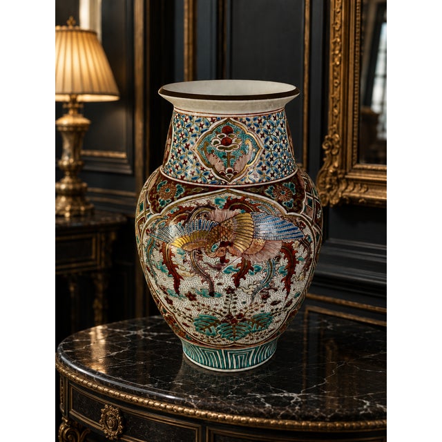 Late 19th Century Japanese Kutani Porcelain Phoenix Vase | Meiji Period | Late 19th Century For Sale - Image 5 of 18