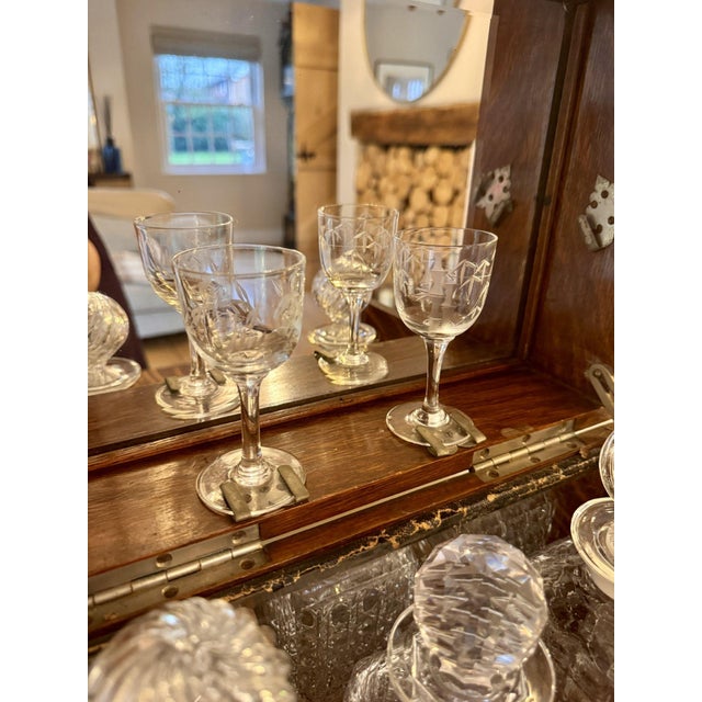 Antique Victorian Oak Decanter and Games Box, 1880, Set of 6 For Sale - Image 8 of 16