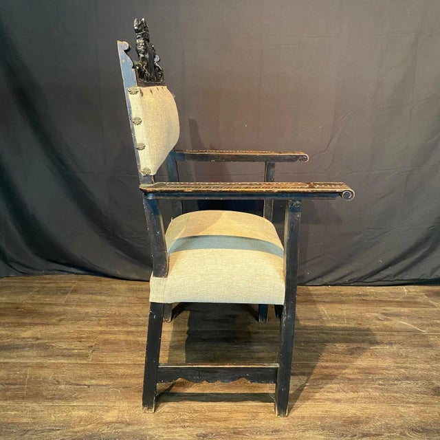 Finely carved and restored Baroque or Renaissance Revival 18th century armchairs or fauteuils with detailed scroll carved...