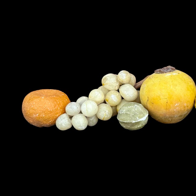 Mid 20th Century Vintage Italian Hand-Carved Marble Realistic Assorted Fruits - Set of 8 - Grapes, Walnut, & More For Sale - Image 5 of 5