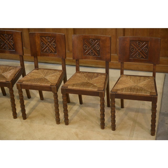 Oak Chairs by Charles Dudouyt, 1950s, Set of 6 For Sale - Image 12 of 13