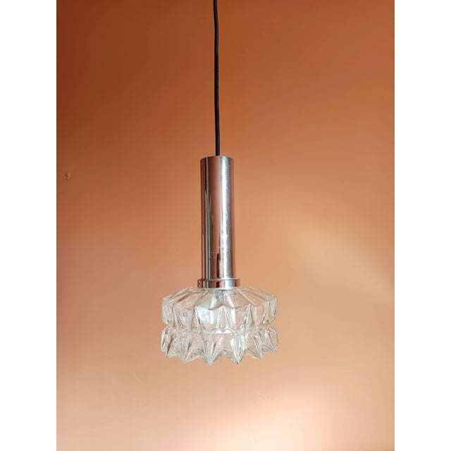 Space Age Chrome and Glass Pendant Light, Germany, 1970s For Sale - Image 10 of 10