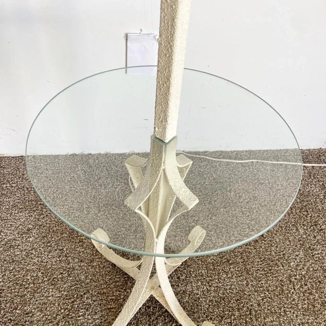 Regency Metal Floor Lamp Glass Table For Sale In Miami - Image 6 of 11
