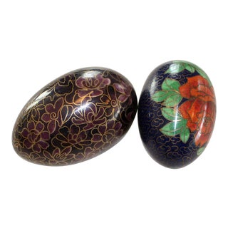 Vintage Cloisonné Eggs - a Pair For Sale