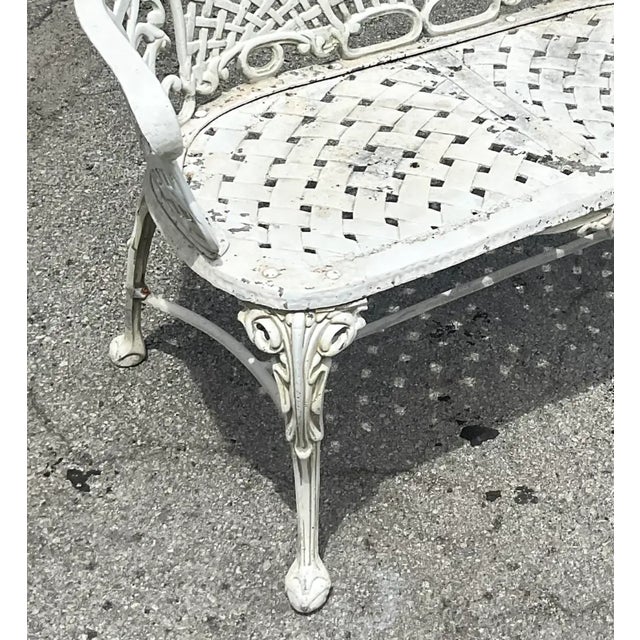 Vintage Regency Web Wrought Iron Bench For Sale - Image 9 of 12