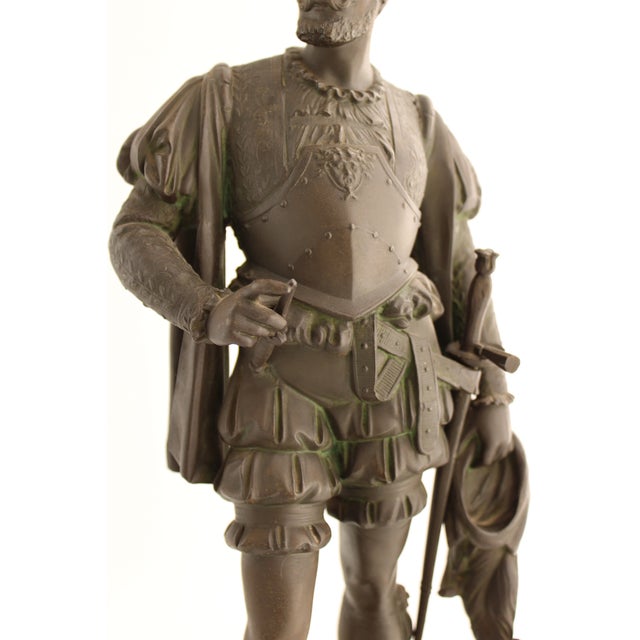 Antique Large Spelter Sculpture of Renaissance Nobleman, French 19th Century For Sale - Image 15 of 15