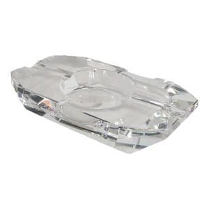 Vintage Thick Glass Faceted Ashtray Catchall Dish 1960s
