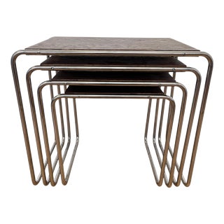 Bauhaus Chrome B9 Nesting Tables by Marcel Breuer for Thonet, 1930, Set of 4 For Sale