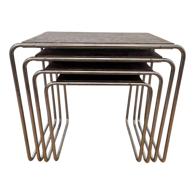 Bauhaus Chrome B9 Nesting Tables by Marcel Breuer for Thonet, 1930, Set of 4 For Sale