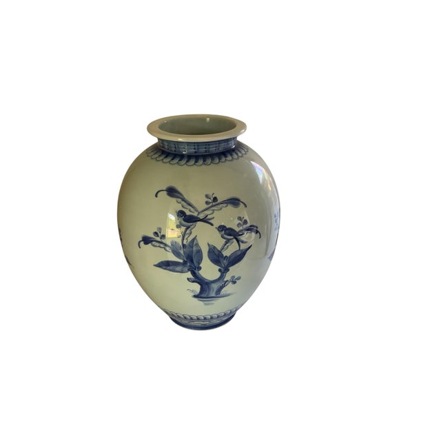 Chinoiserie 1951 Aluminia (Royal Copenhagen) Large Faience Baluster Vase Model 3075 / 1152 Made in Denmark For Sale - Image 3 of 6