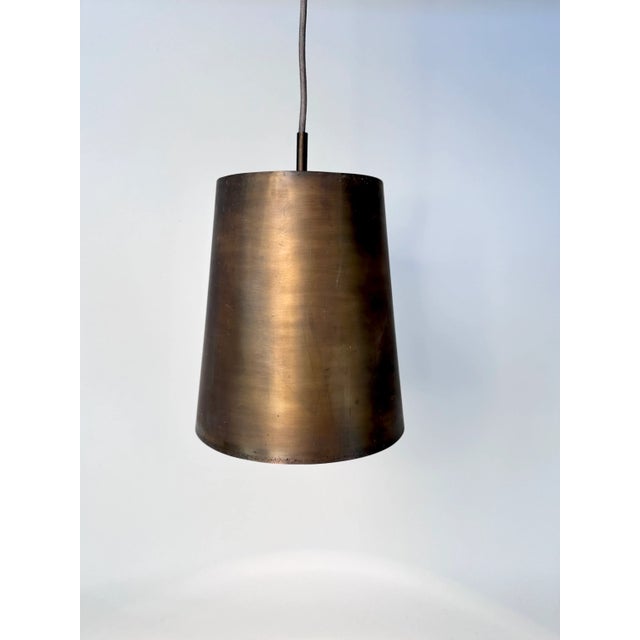 Brutalist Brutalist Conical Bronze and Brass Metal Hanging Lamp, Germany, 1950s For Sale - Image 3 of 13