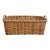 Vintage Oversized Woven Wood Slat Handled Basket For Sale