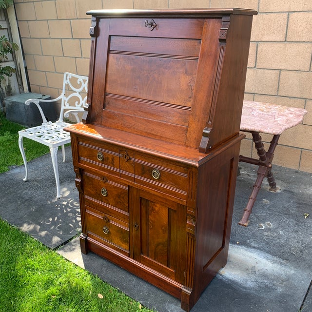 Late 20th Century Victorian Eastlake Petite Drop Front Secretary Desk For Sale - Image 18 of 18