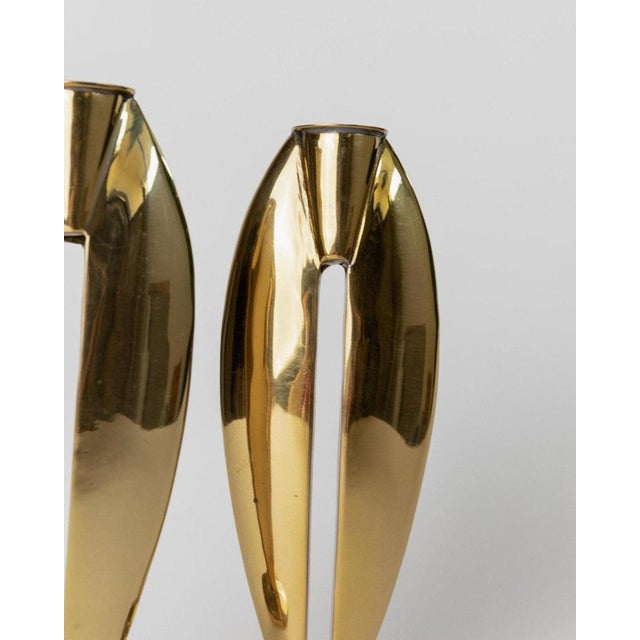 Metal Vintage Brass Candleholders, 1970s, Set of 2 For Sale - Image 7 of 11
