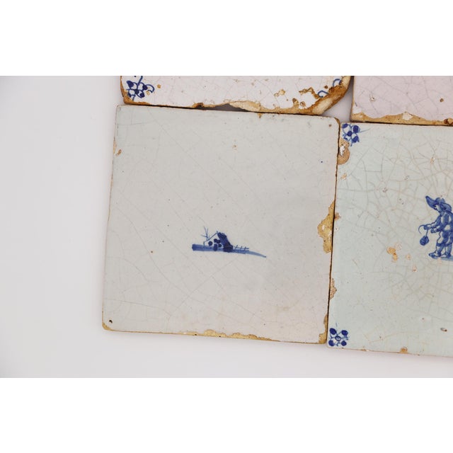 18th Century Set of Four Delft Tiles, Earthenware For Sale - Image 4 of 9