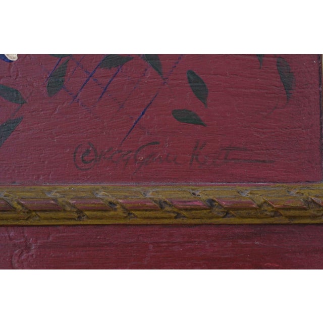 Gold Stunning Artist Signed Hand Painted Large Trumeau Mirror For Sale - Image 8 of 11