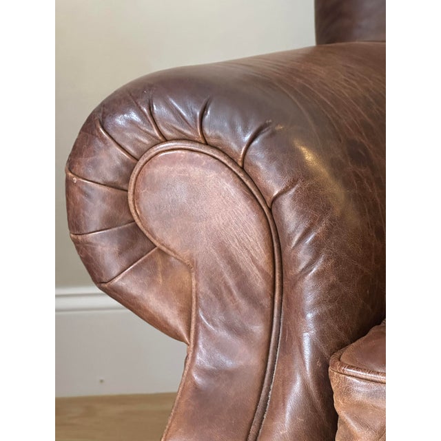 Animal Skin Restoration Hardware Leather Buster Chair For Sale - Image 7 of 15