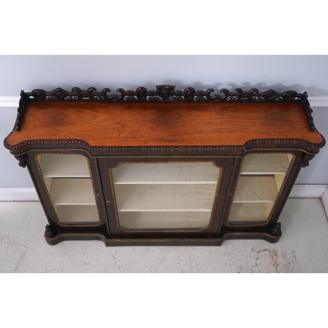 Victorian Antique Italian Victorian Style Mahogany Display Cabinet For Sale - Image 3 of 18