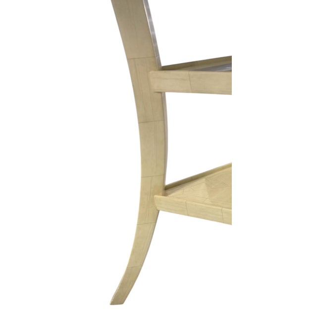 Dennis and Leen "Lambert" Faux Ivory Painted Side Table W" Drink Tray For Sale In Miami - Image 6 of 12