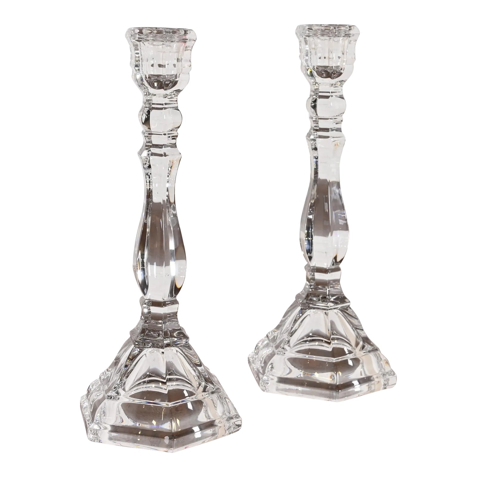 Tiffany & Co. Clear Crystal Candlesticks, Pair | Chairish