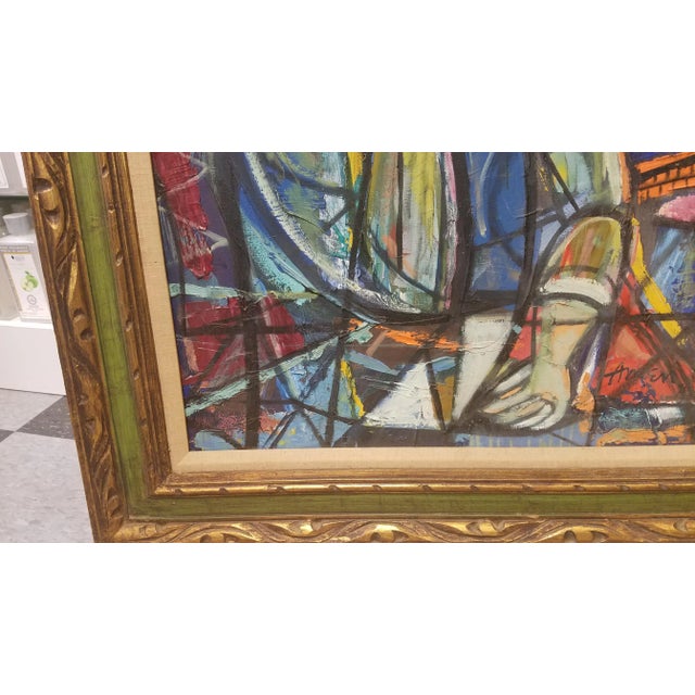 Early 20th Century "The Madonna" Figurative Abstract Oil Painting by Irving Amen, Framed For Sale - Image 11 of 13