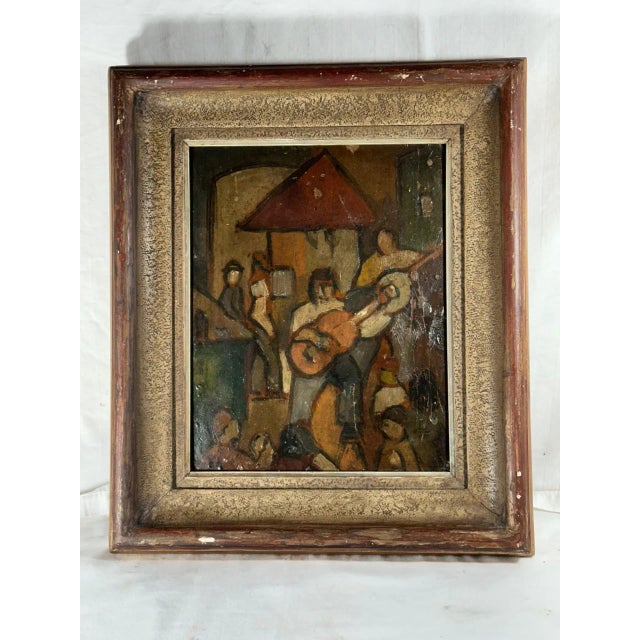 George Rouault Studio Fauvism Oil Painting on Paper on Board Characteristic genre painting of a musician group in typical...