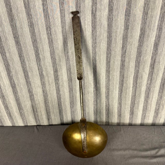Farmhouse Antique Brass Fireplace Ladle For Sale - Image 3 of 6