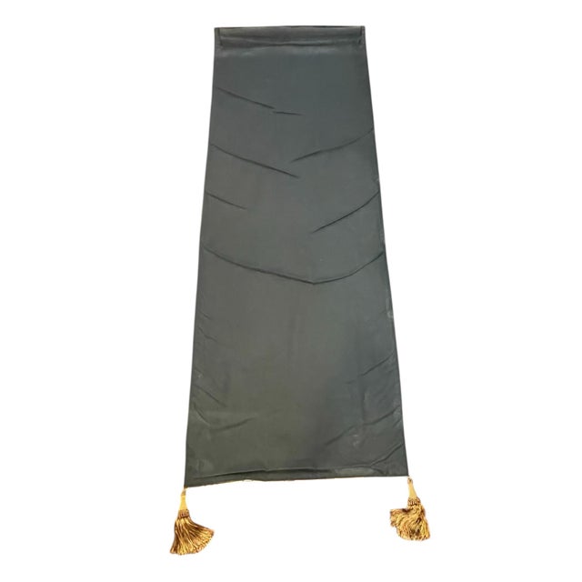 Textile Mille Fleurs Belgium Wall Tapestry 28x77". Floral & Pedestal With Tassels For Sale - Image 7 of 8