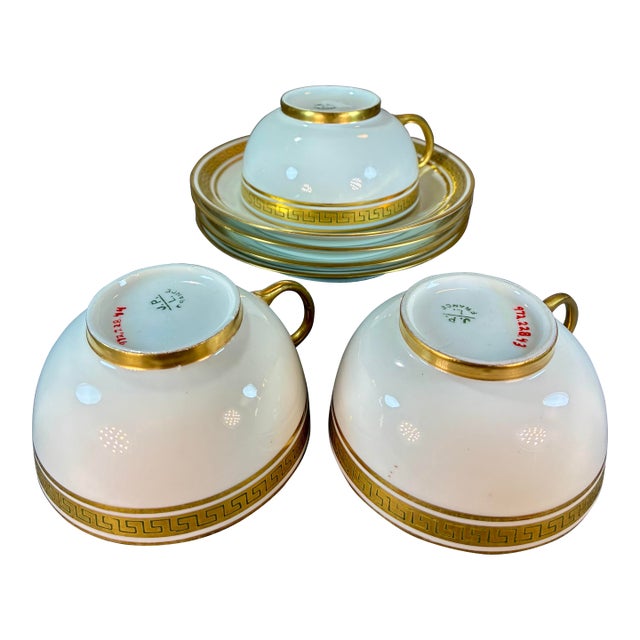 7pc-Antique J P Limoges (France) Cup & Saucer Set For Sale
