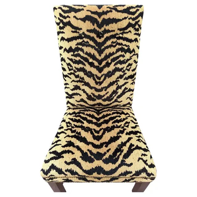 Wood Ralph Lauren High Back Tiger Dining Accent Chairs, Pair For Sale - Image 7 of 12